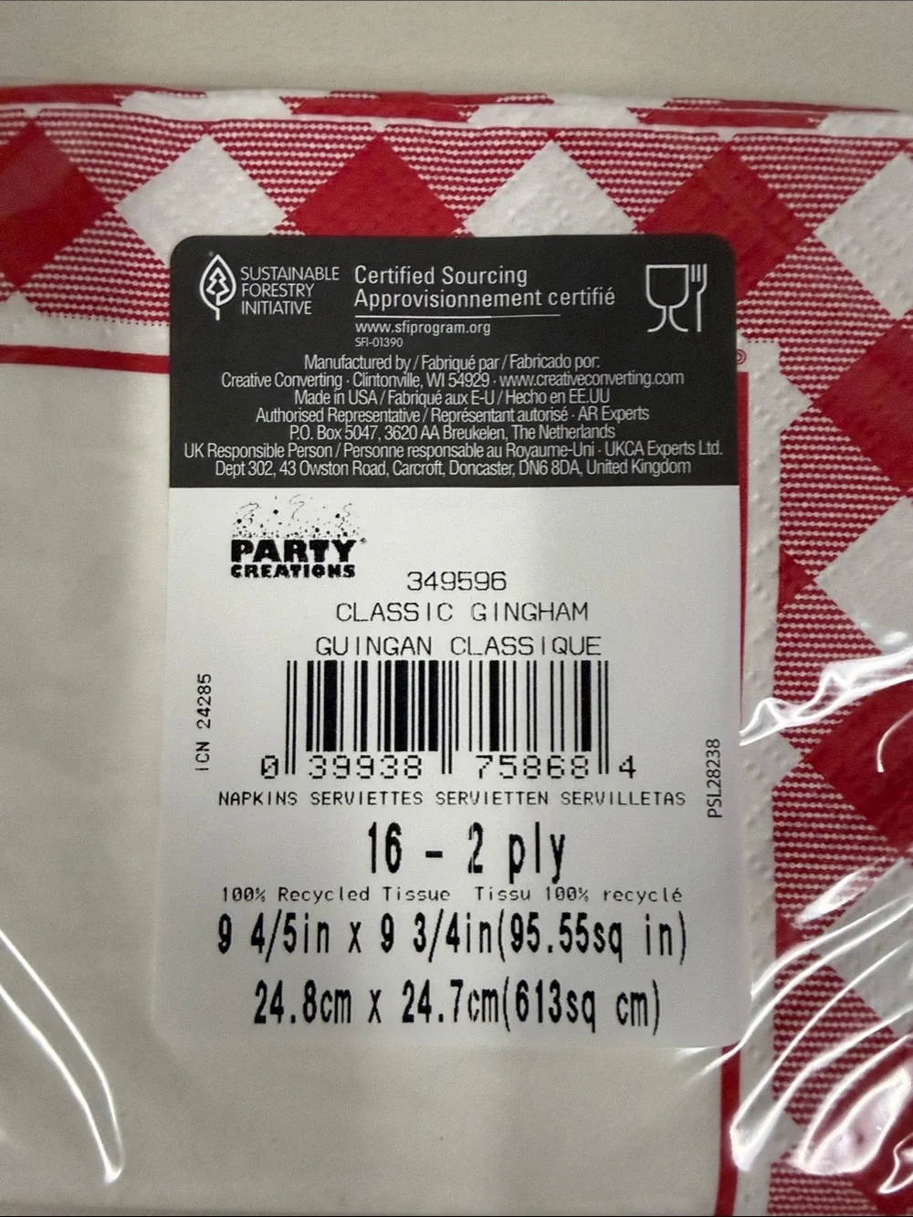White Red Gold Retro Gingham Plaid Picnic Set Paper Plates Napkins Table Cover